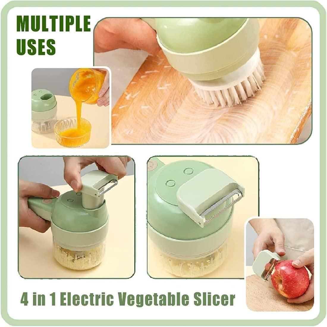 4-in-1 Portable Electric Vegetable Cutter | Wireless Food Chopper