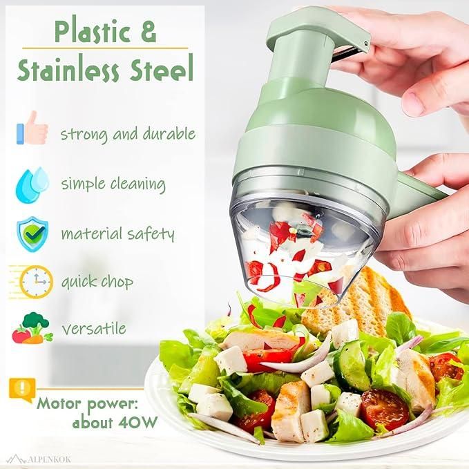 4-in-1 Portable Electric Vegetable Cutter | Wireless Food Chopper