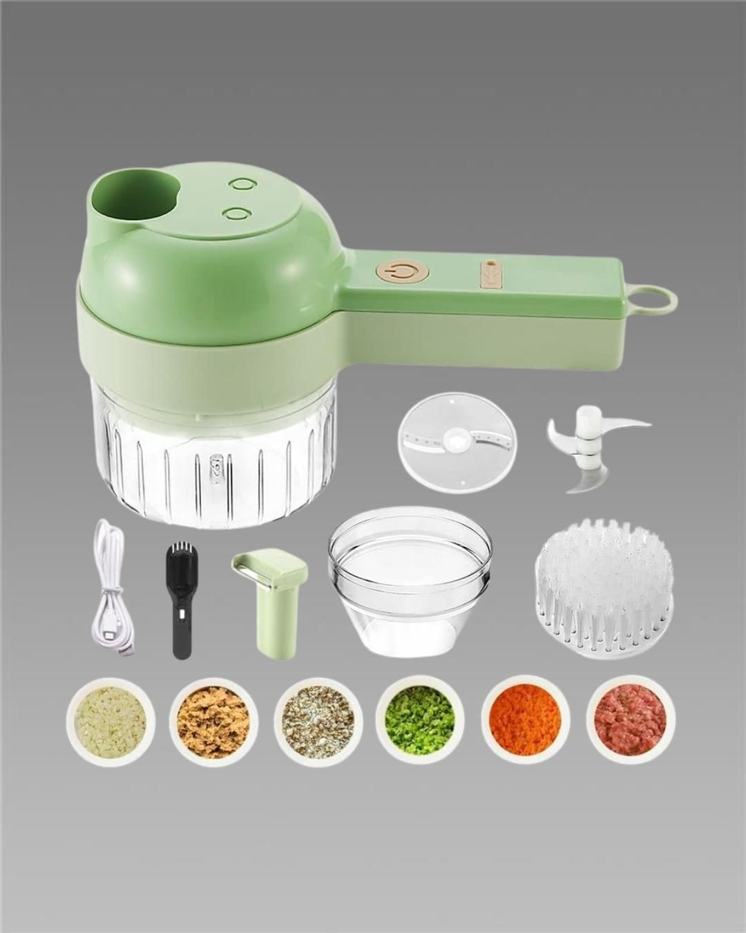 4-in-1 Portable Electric Vegetable Cutter | Wireless Food Chopper